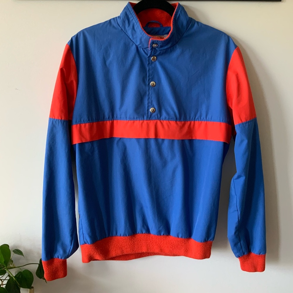 Vintage Windbreaker Jacket with Kangaroo Pouch Pocket